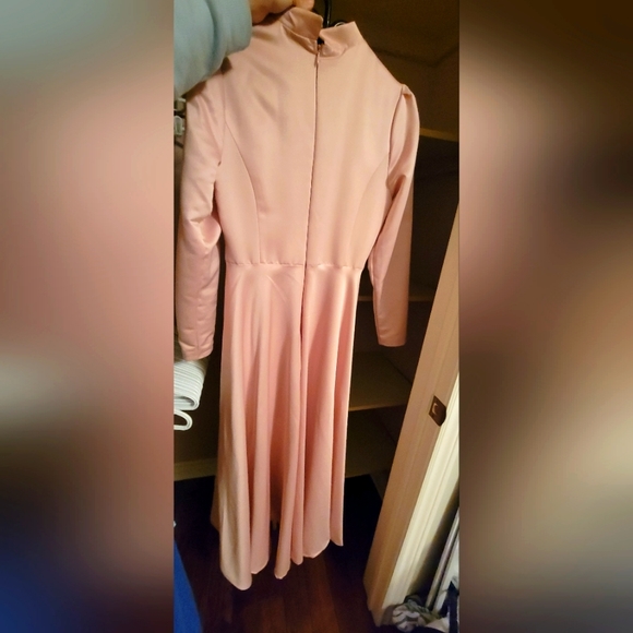 Pink Formal Full Length Long Sleeve Prom Dress - Size EU 38 / US 8 - Picture 2 of 3